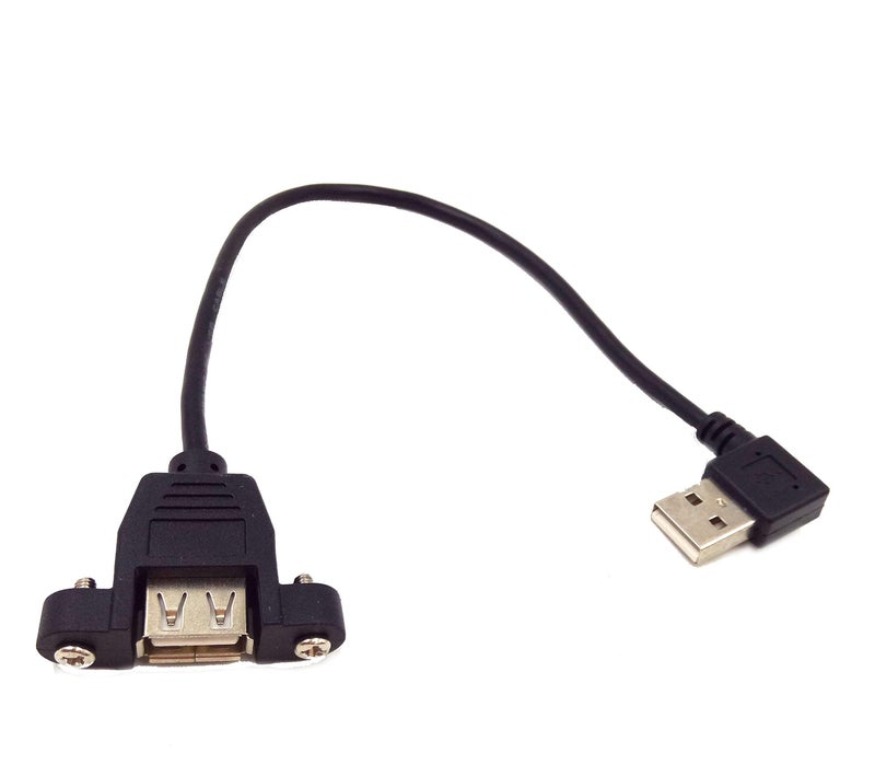 Wpeng USB Extension Cable, Qaoquda 1ft 90 Degree Right Angle USB 2.0 Type A Male to Type A Female Panel-Mount with Screws Cable(USB M/F) - Image 1